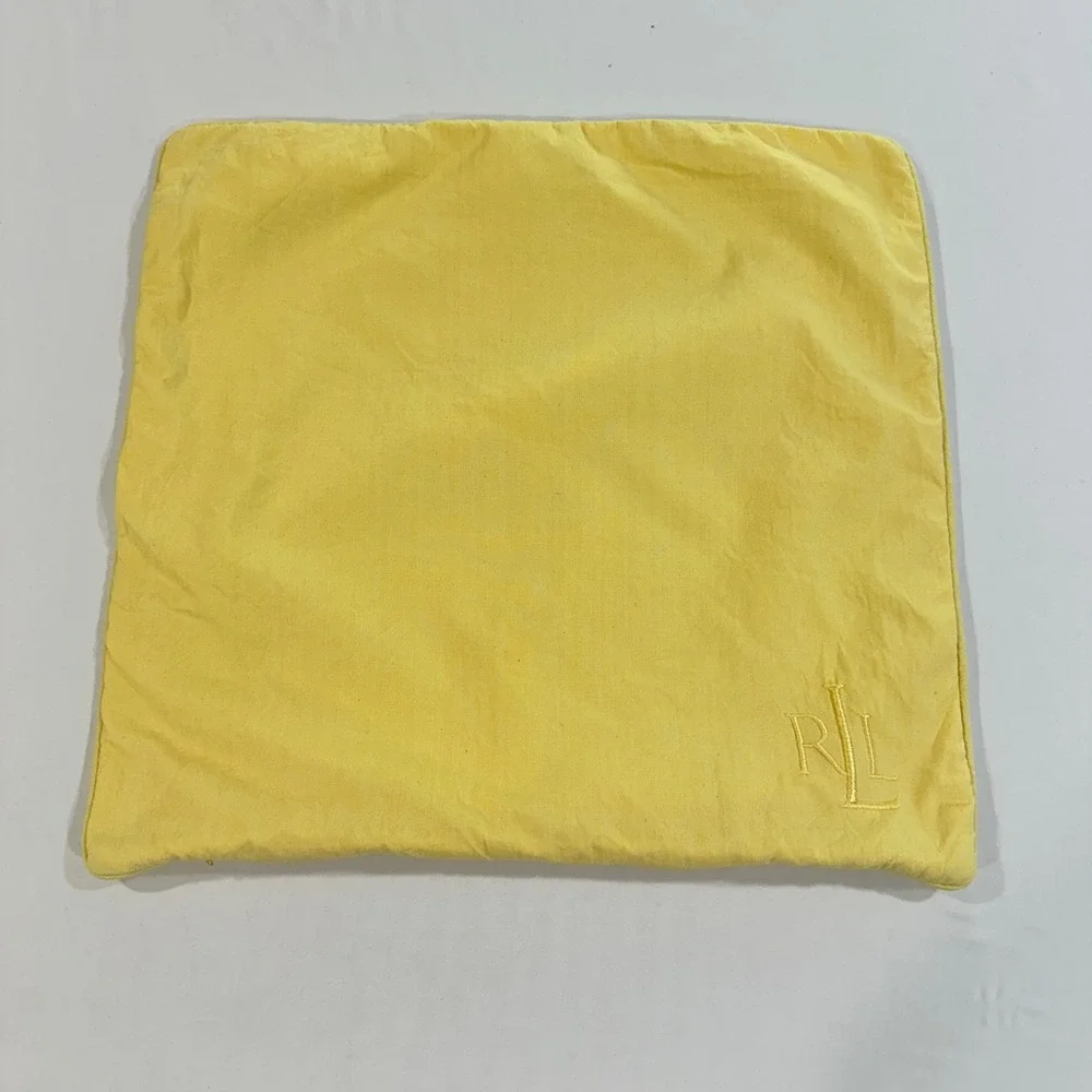 Ralph Lauren Yellow Monogram RLL Embroidered Square Pillow Sham Cover 18.5x20